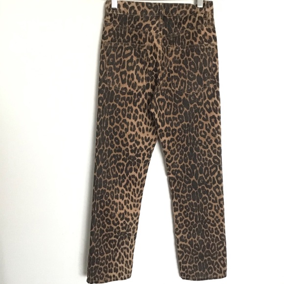 NWT Zara Straight-leg Leopard Print Jeans - Picture 7 of 7